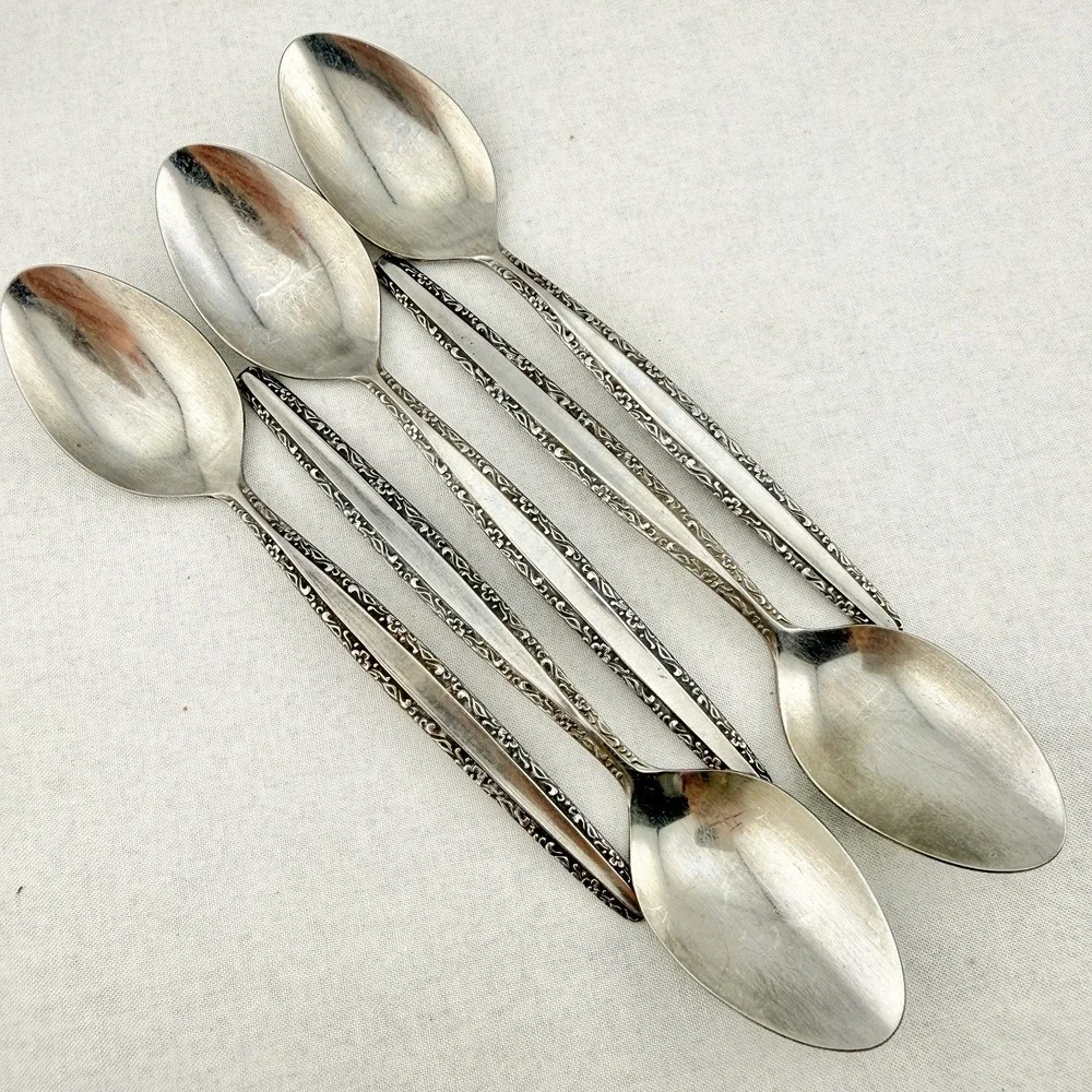 United Silver Co Stainless Japan Floral Scroll Edge Flatware Lot of 14 USI17 MCM